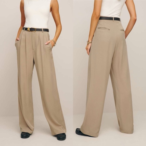 NWT💕 Reformation Mason Pant - Khaki SZ 6 - Picture 1 of 5